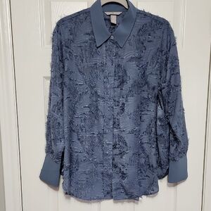 H&M Blue Textured Shirt